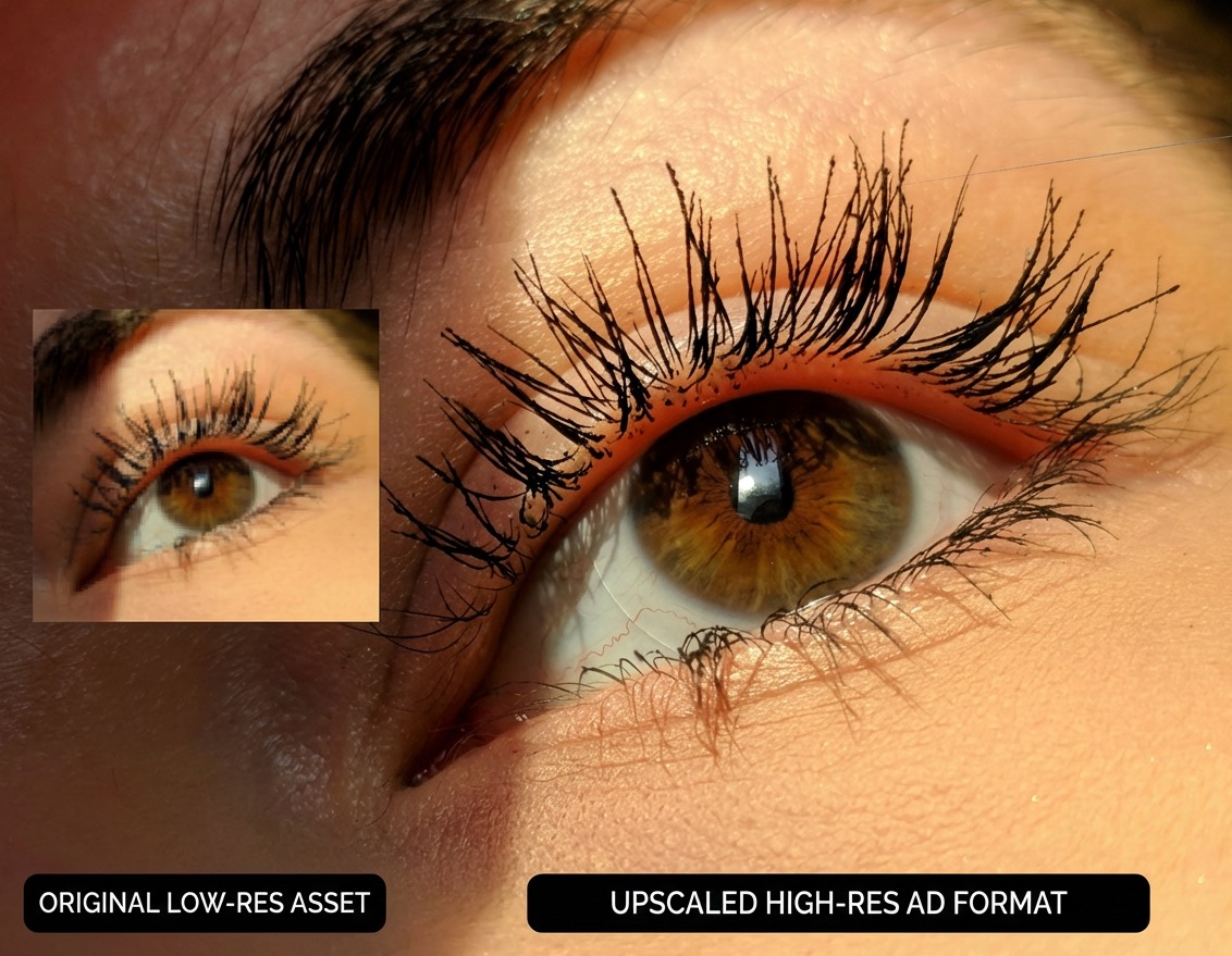 Upscale assets for high-res ad formats.